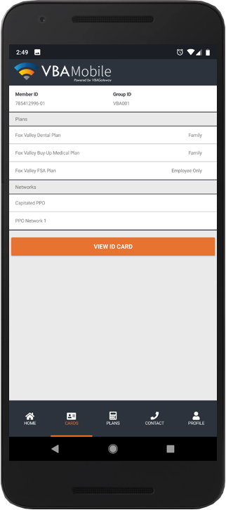 VBAMobile ID Cards Screen