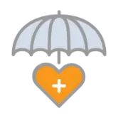 Heart covered with umbrella icon